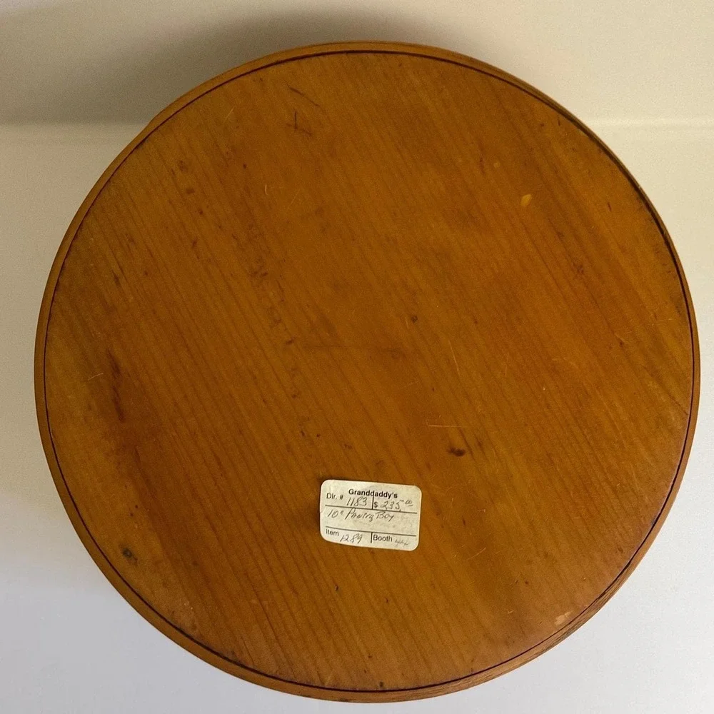 Antique Round Bentwood Wooden Pantry Box 1898 Handwritten Inscription 10 Inch